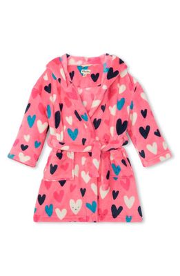 Hatley Confetti Hearts Hooded Robe in Pink Carnation