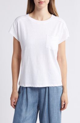 Hatley Cotton & Linen Pocket T-Shirt in White 