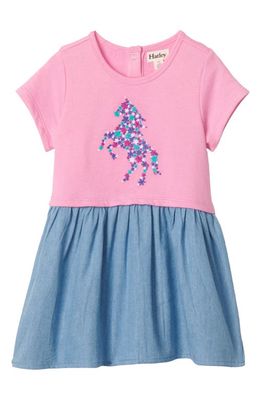 Hatley Floral Horse Embroidered Cotton Dress in Pink