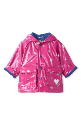 Hatley Glitter Stars Hooded Raincoat in Pink