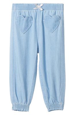Hatley Heart Patch Pocket Cotton Chambray Joggers in Blue