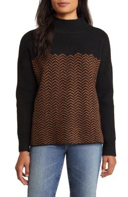 Hatley Herringbone Mock Neck Sweater in Black