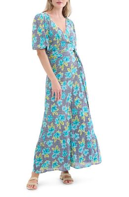 Hatley Jennika Floral Mixed Print Maxi Wrap Dress in Blue