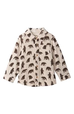 Hatley Kids' Bear Print Knit Button-Up Shirt in Natural