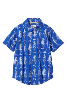 Hatley Kids' Big Fish Short Sleeve Cotton Camp Shirt in Blue