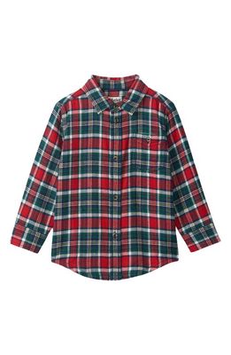 Hatley Kids' Celebration Plaid Cotton Flannel Button-Up Shirt in Solstice