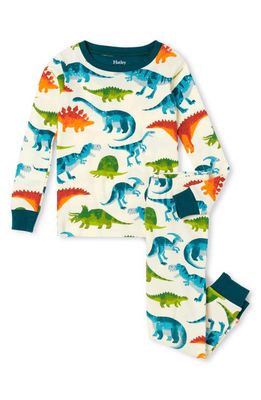 Hatley Kids' Dino Park Fitted Two-Piece Organic Cotton Pajamas in Cami Lace