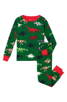 Hatley Kids' Dinos Fitted Two Piece Organic Cotton Pajamas in Green
