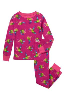 Hatley Kids' Dragon Print Cotton Fitted Two-Piece Pajamas in Festival Fuchsia