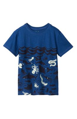 Hatley Kids' Glow in the Dark Sea Life Cotton Graphic Tee in Blue