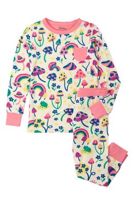 Hatley Kids' Groovy Mushroom Fitted Two-Piece Pajamas in Cami Lace