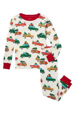 Hatley Kids' Holiday Cars Fitted Two Piece Pajamas in Natural