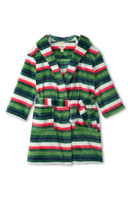 Hatley Kids' Holiday Stripes Hooded Robe in Eden