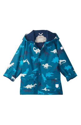 Hatley Kids' Real Dinos Color Changing Hooded Raincoat in Blue