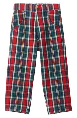 Hatley Kids' Winter Plaid Straight Leg Cotton Flannel Pants in Blue