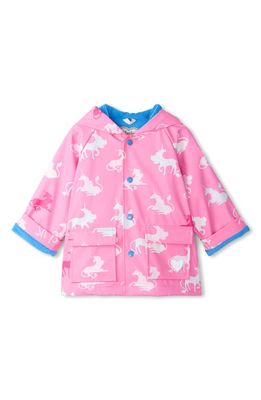 Hatley Mystical Unicorn Color Changing Waterproof Hooded Raincoat in Sachet Pink