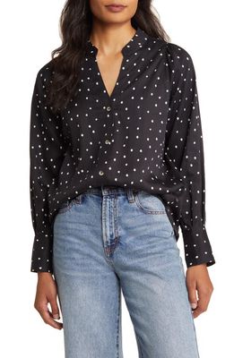 Hatley Olivia Classic Spots Mandarin Collar Shirt in Black