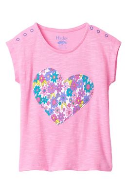 Hatley Retro Floral Slub Cotton T-Shirt in Pink