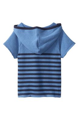 Hatley Stripe Short Sleeve Hoodie in Blue