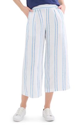 Hatley Sunny Stripes Crop Wide Leg Linen Pants in White