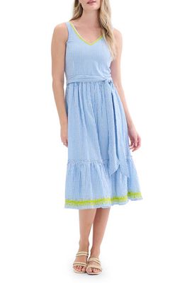 Hatley Sydney Stripe Cotton Seersucker Midi Dress in Directoire Blue