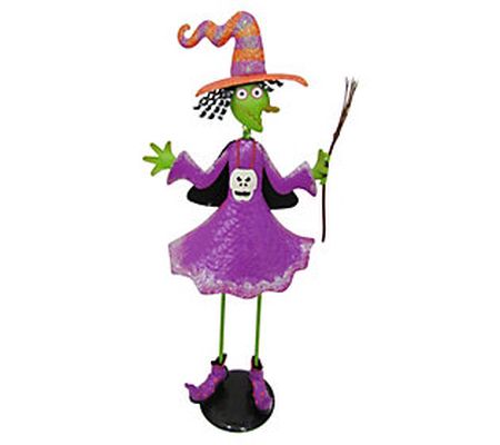 Haunted Hill Farm 28" Iron Witch Holding Brooms tick