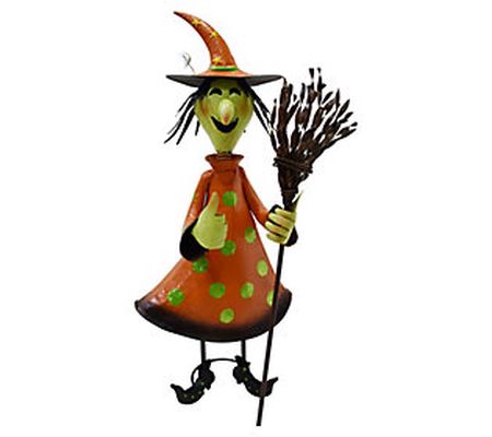 Haunted Hill Farm 31"H Iron Polka-Dot Witch