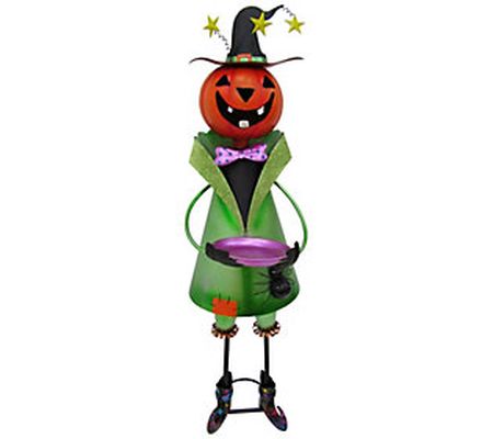 Haunted Hill Farm 40" Iron Pumpkin-Head Witch H olding Candy