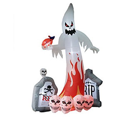 Haunted Hill Farm 9'H Inflatable Pre-Lit Ghost with Heart
