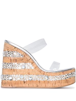 HAUS OF HONEY crystal embellished wedge sandals - Neutrals