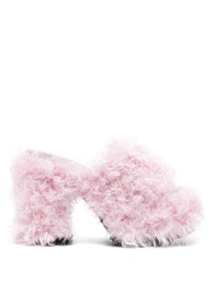 Haus of Honey Les Terriers shearling mules - Pink