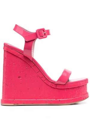 Haus of Honey patent-leather wedge sandals - Pink