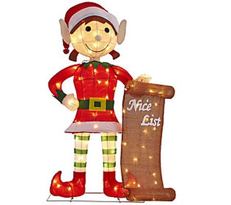 Haute Decor 42" Outdoor Prelit Girl Elf w/ Nice List