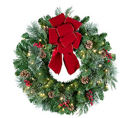 Haute Decor Classic 24" Pre-Lit Berry & Pinecon e Wreath