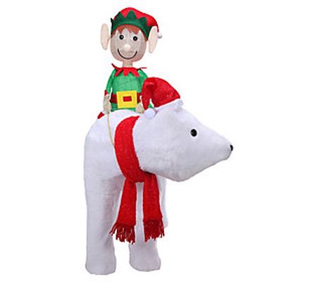 Haute Decor Elf Riding Polar Bear LED Outdoor D isplay