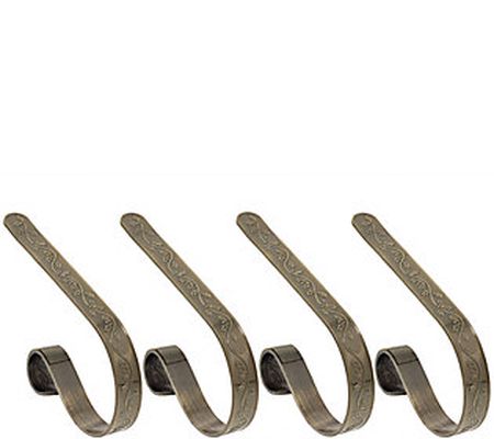 Haute Decor S/4 Embossed Holly MantleClip Stock ing Holders
