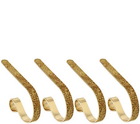 Haute Decor Set of 4 Glitter MantleClip Stockin g Holders