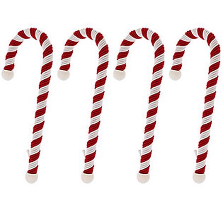 Haute Decor Set of 4 Large Velvet Candy Cane St ocking Holders