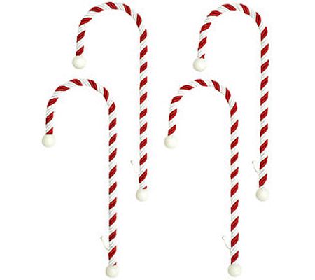 Haute Decor Set of 4 Rope Candy Cane Stocking H olders