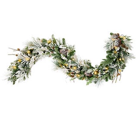 Haute Decor Snowfall Creek 6'  Pre-Lit  Flocked Garland