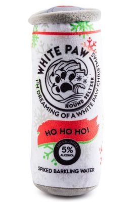Haute Diggity Dog White Paw Howliday Plush Dog Toy in White Multi