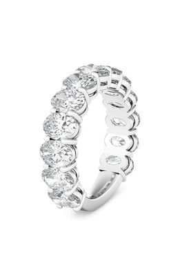 HauteCarat 3/4 Oval Cut Lab Created Diamond Eternity Ring in 18K White Gold