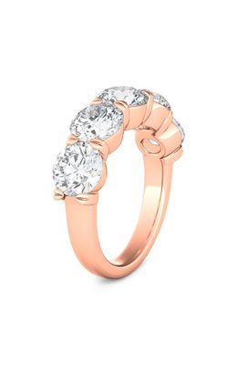 HauteCarat 5-Stone Lab Created Diamond Anniversary Ring in 18K Rose Gold