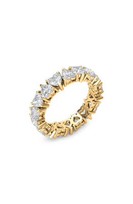 HauteCarat Alternating Hearts Lab Created Diamond Eternity Ring in 18K Yellow Gold
