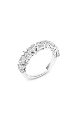 HauteCarat Alternating Hearts Lab Created Diamond Half Eternity Ring in 18K White Gold