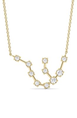 HauteCarat Aquarius Constellation Lab Created Diamond Necklace in 18K Yellow Gold