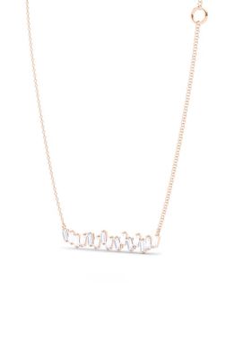 HauteCarat Baguette Lab-Created Diamond Bar Pendant Necklace in 18K Rose Gold