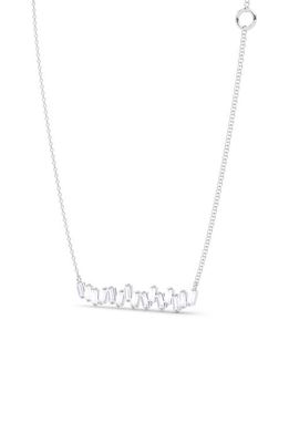 HauteCarat Baguette Lab Created Diamond Bar Pendant Necklace in 18K White Gold 