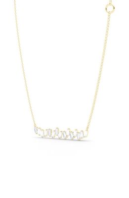 HauteCarat Baguette Lab Created Diamond Bar Pendant Necklace in 18K Yellow Gold 