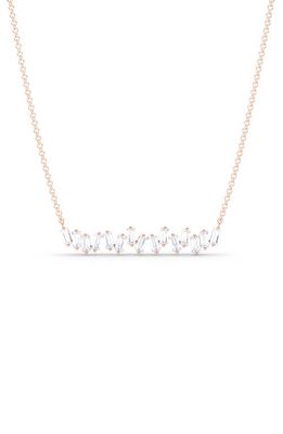 HauteCarat Baguette Lab Created Diamond Pendant Necklace in 18K Rose Gold